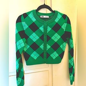 Zara argyle cardigan